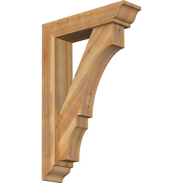 Ekena Millwork Balboa Traditional Rough Sawn Bracket w/ Offset Brace, Western Red Cedar, 6"W x 24"D x 36"H BKT0604X24X36BOA01RWR - main
